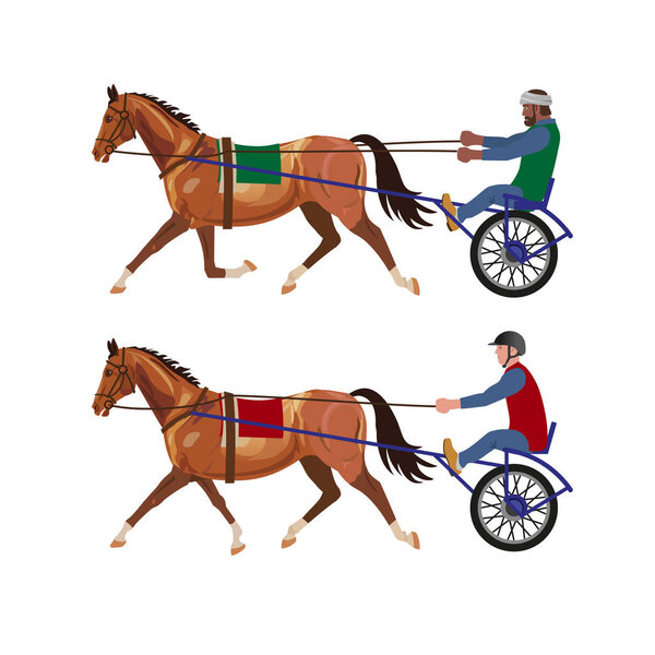 Harness racing set. Vector illustration isolated on white background