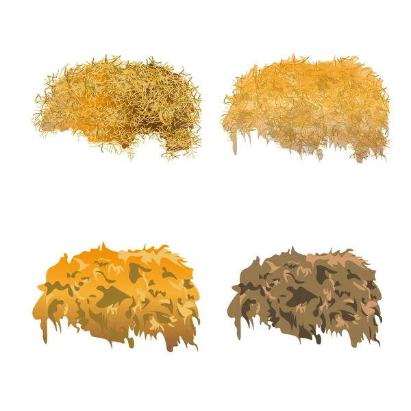 Hay Pile Set Vector Illustration Isolated White Background — Stock Vector