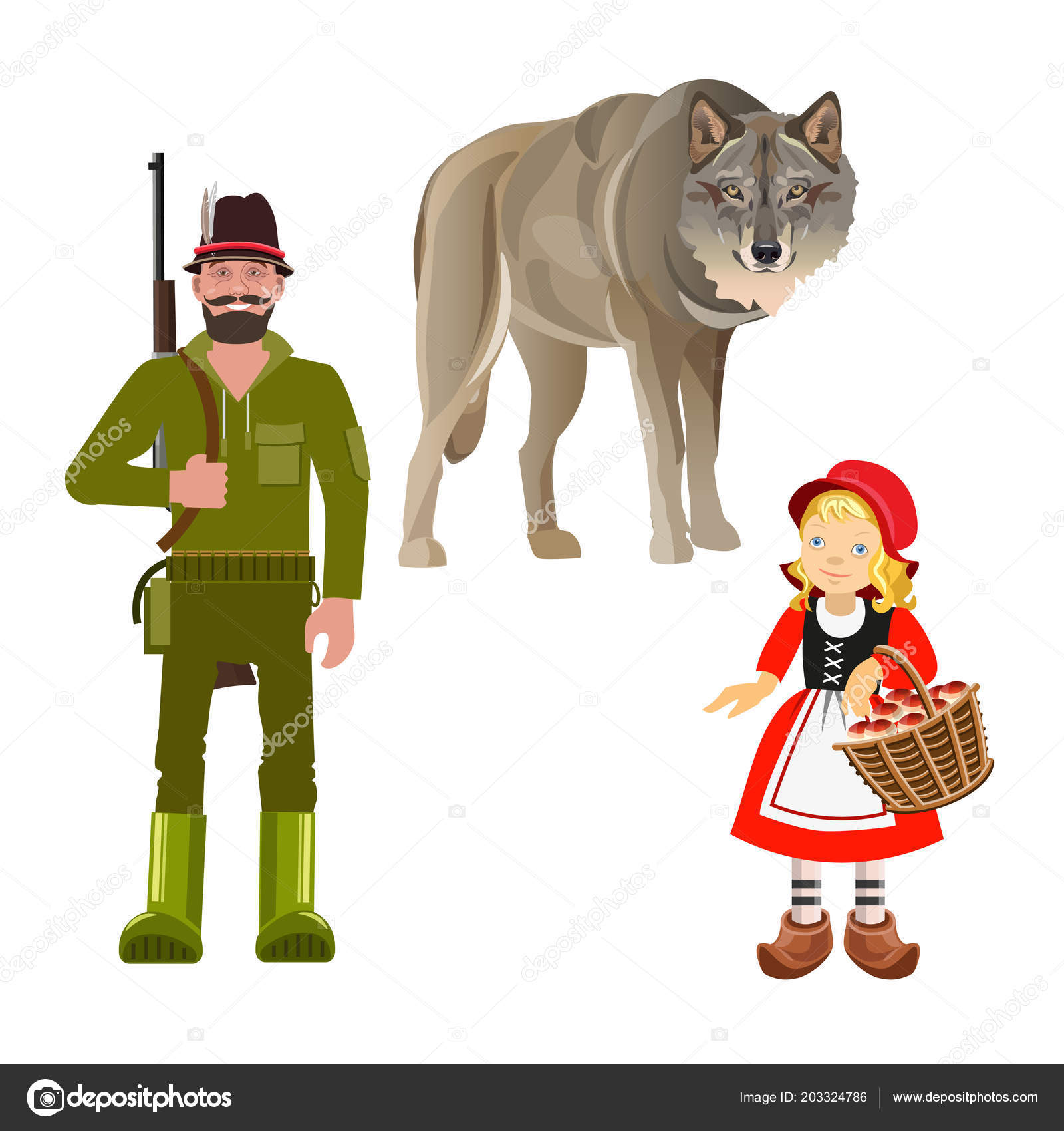 Set Characters Little Red Riding Hood Fairy Tale Vector Illustration Stock Vector Image By C Newgena