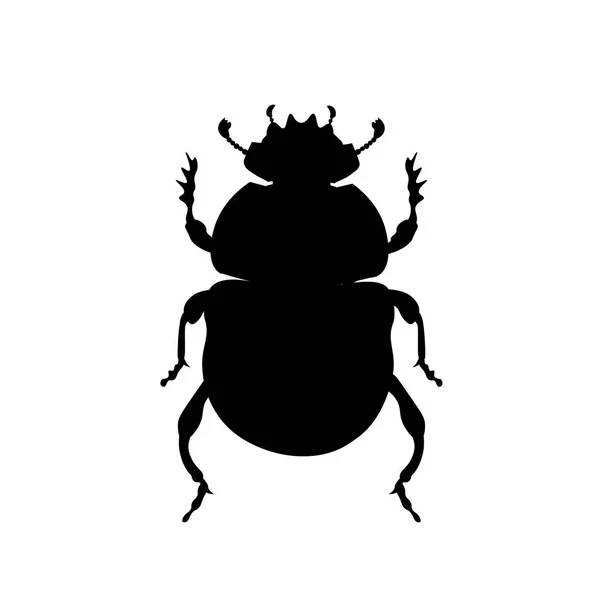 Sacred Scarab Beetle Silhouette Vector Illustration Isolated White Background — Stock Vector