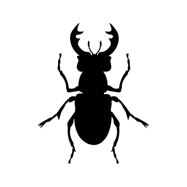 Stag Beetle Silhouette Vector Illustration Isolated White Background — Stock Vector