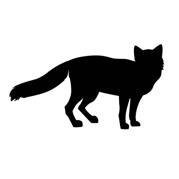 Silhouetten Van Staande Red Fox Vectorillustratie Geïsoleerd Witte Achtergrond — Stockvector