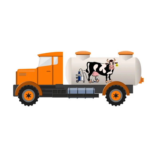 牛乳タンク トラック 白い背景で隔離のベクトル図 — ストックベクタ
