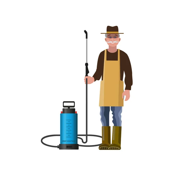 Farmer Garden Sprayer Vector Illustration Isolated White Background — Stock Vector