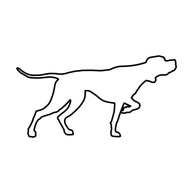 İngilizce işaretçiyi çizgi stili. Silah köpek doğurmak. Beyaz arka plan üzerinde izole vektör çizim