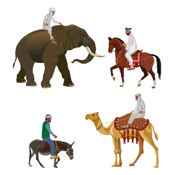 Set Van Renners Verschillende Dieren Vectorillustratie — Stockvector