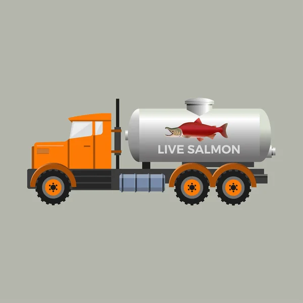 Tanque Transporte Peces Ilustración Vectorial Aislada Sobre Fondo Gris — Vector de stock