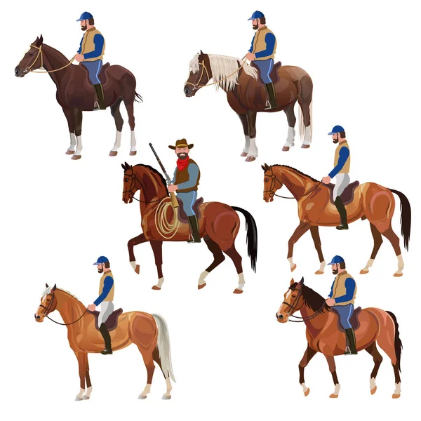 Всадники на лошадях — стоковый вектор