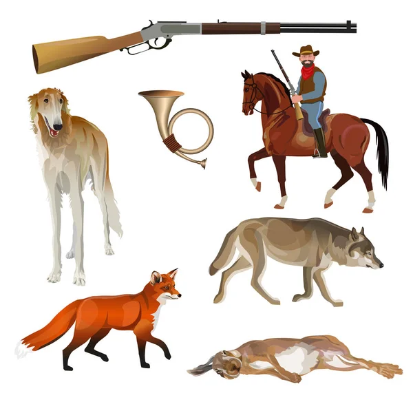 狩猟のベクトルを設定 — ストックベクタ