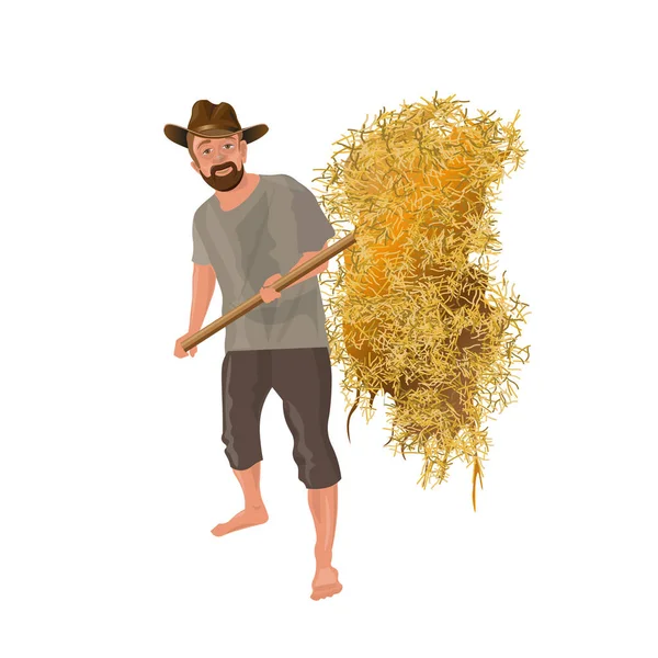 Agricultor con horquilla — Vector de stock