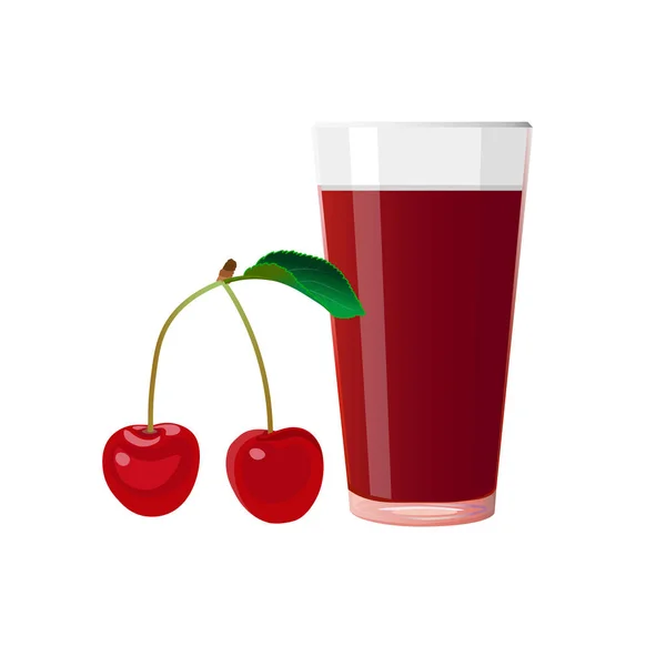 Cerise et verre de jus — Image vectorielle