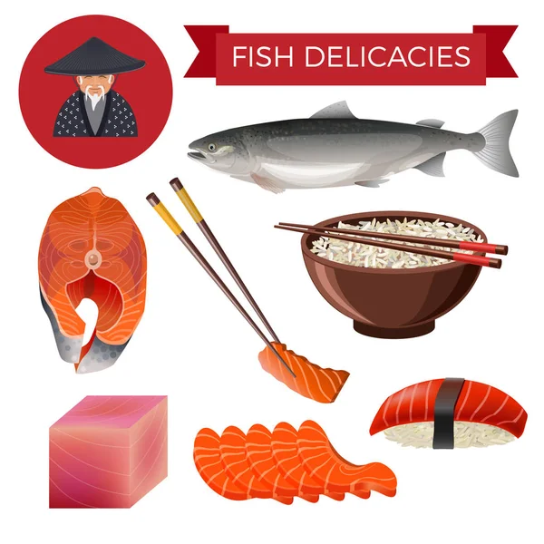 Fisk delikatesser set — Stock vektor