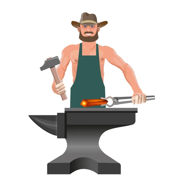 Blacksmith with his tools — Stock Vector