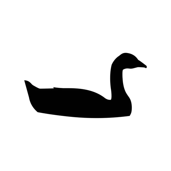 Silhouette einer schwimmenden Gans — Stockvektor