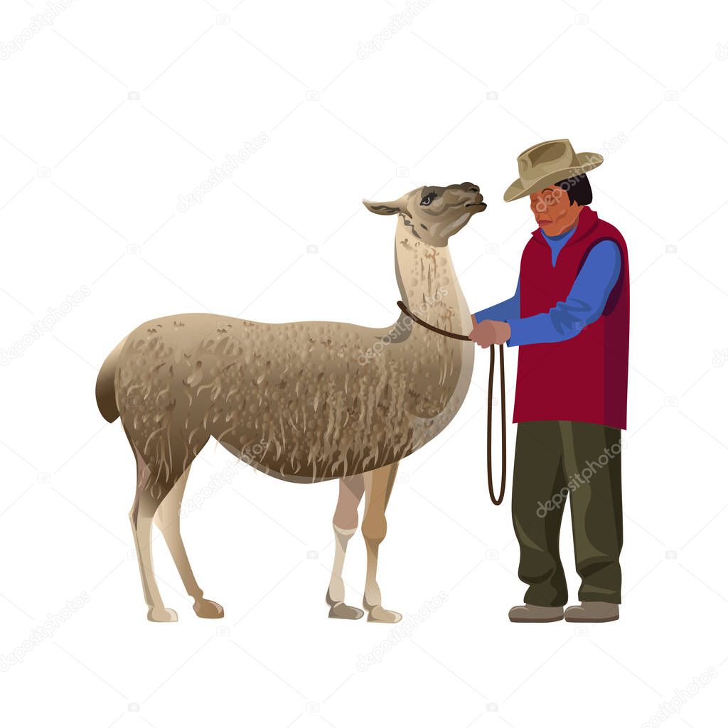 Farmer with llama