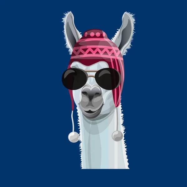 Retrato de llama en un sombrero — Vector de stock