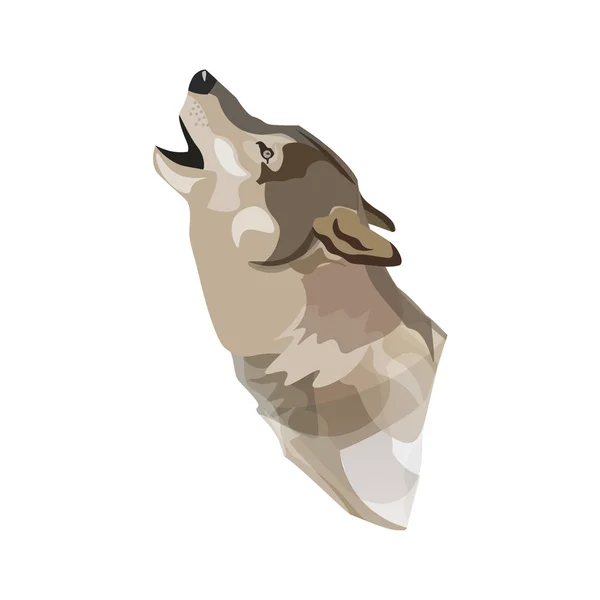 Portret van een huilende wolf — Stockvector