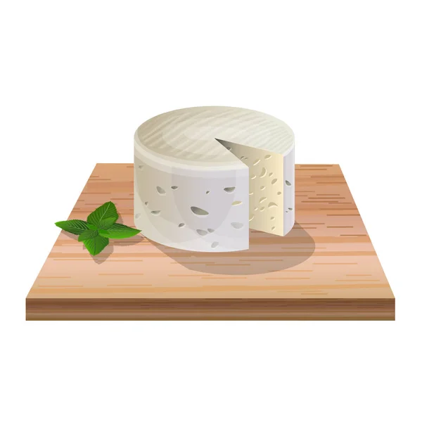 Fromage de brebis sur une planche en bois — Image vectorielle