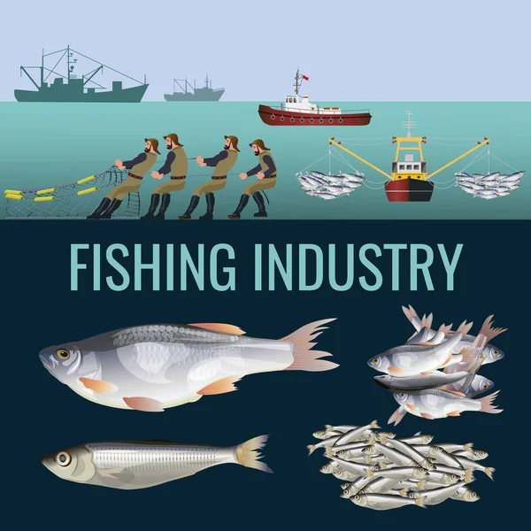 Conjunto industria pesquera — Vector de stock