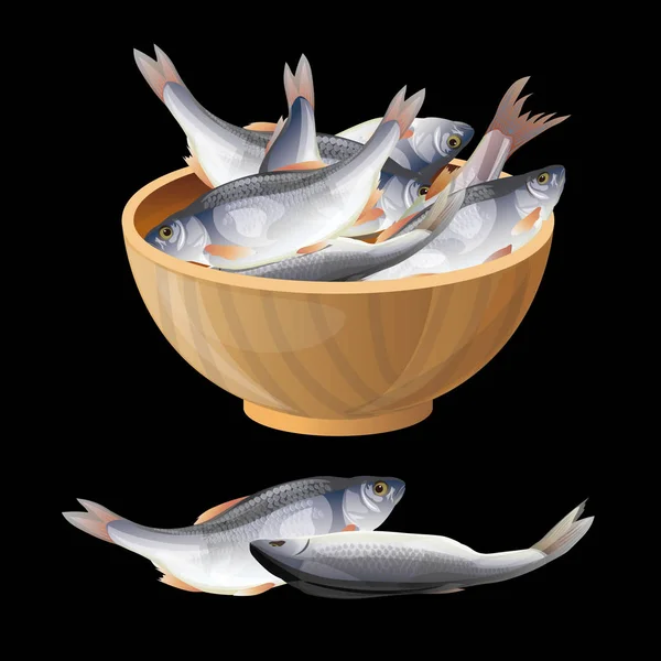 Ryby w misce — Wektor stockowy