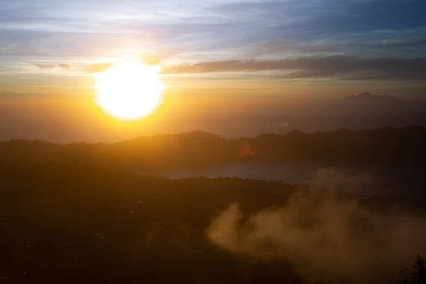 Beautiful Mountain Landscape Batur Volcano Dawn Bali Indonesia — Stock Photo, Image