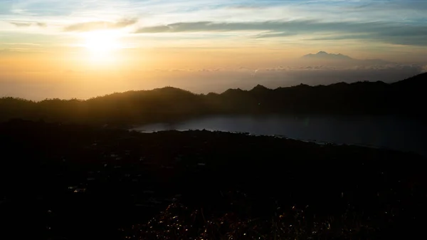 Amazing Mountain Landscape Batur Volcano Dawn Bali Indonesia — Stock Photo, Image