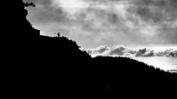 Majestuoso Paisaje Montañoso Imagen Blanco Negro Volcán Batur Indonesia —  Fotos de Stock