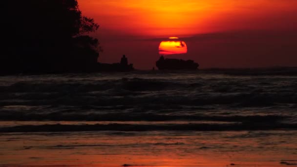 Vacker Solnedgång Och Vacker Havskust Bali Indonesien — Stockvideo