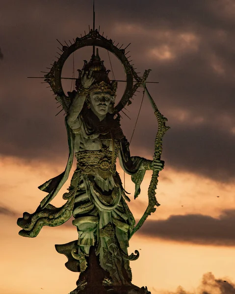Arjuna Statue Sunset Sky Roundabout Ubud Bali Indonesia — Stock Photo, Image