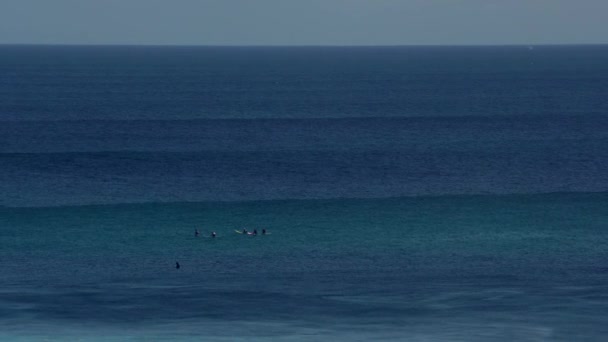 Wysoki Kąt Widzenia Surferów Jazda Deski Falach Oceanie — Wideo stockowe