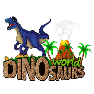 Logo dinozorlar dünya. Vektör çizim.