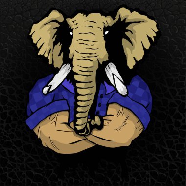 Deri dokusu üzerinde güçlü fil adam.