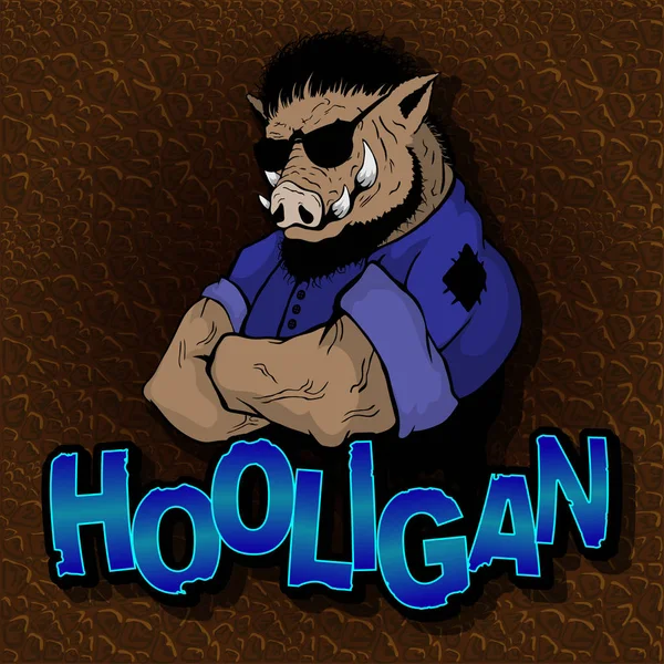 Sanglier Hooligan Sur Texture Peau — Image vectorielle