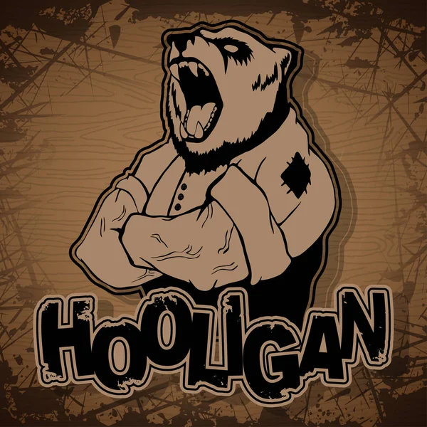 Afdrukken Shirt Hooligan Met Afbeelding Van Een Beer — Stockvector