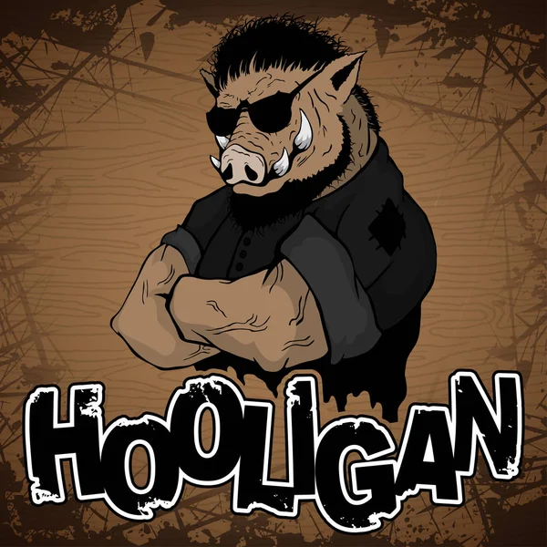 ahşap arka plan resmine holigan yaban domuzu.