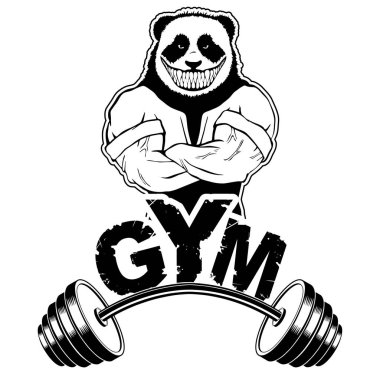 Vector design for a gym with an abstract image of a strong panda clipart