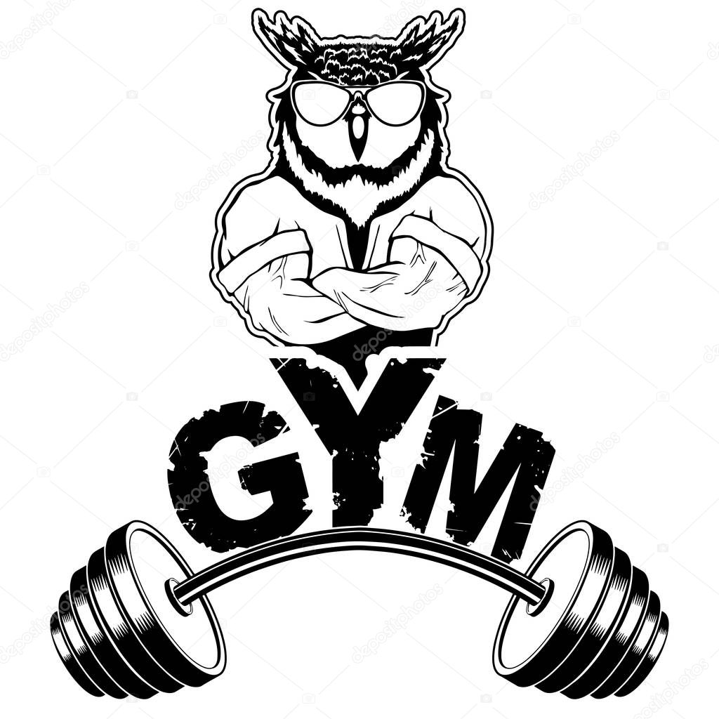 Vector design for a gym with an abstract image of a strong owl.