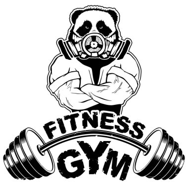 Vector design for a gym with an abstract image of a strong panda. clipart