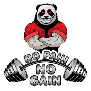 Vektör çizim halter ve güçlü panda. 