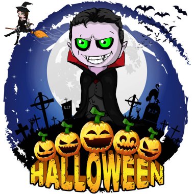 Dracula Cadılar Bayramı tasarım şablonu. Vektör çizim.