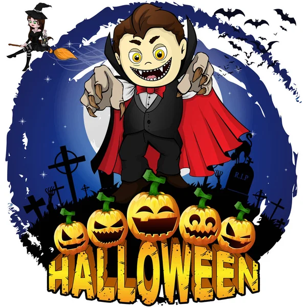Plantilla Diseño Halloween Con Graf Drácula Ilustración Vectorial — Archivo Imágenes Vectoriales