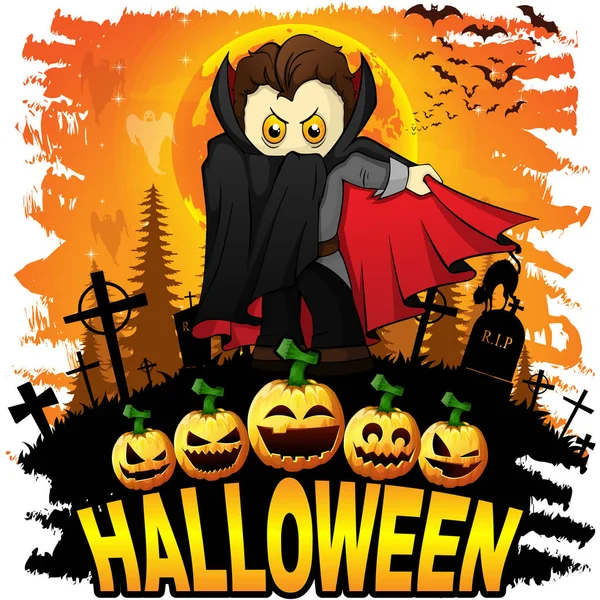 Designschablone Halloween Mit Graffiti Dracula Vektorillustration — Stockvektor