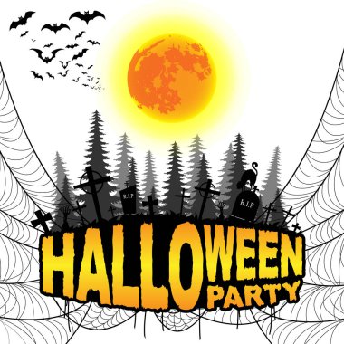 Cadılar Bayramı partisi Poster üzerinde beyaz bir arka plan izole. Vektör çizim.