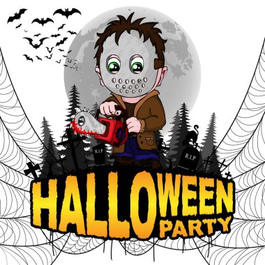 Cadılar Bayramı partisi Poster ile katil beyaz izole zemin üzerinde. Vektör çizim.