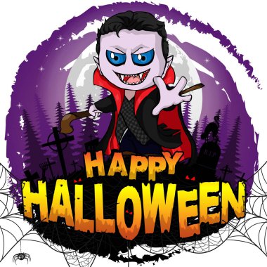 Mutlu Cadılar Bayramı tasarım şablonu Graf Dracula ile. Vektör çizim.