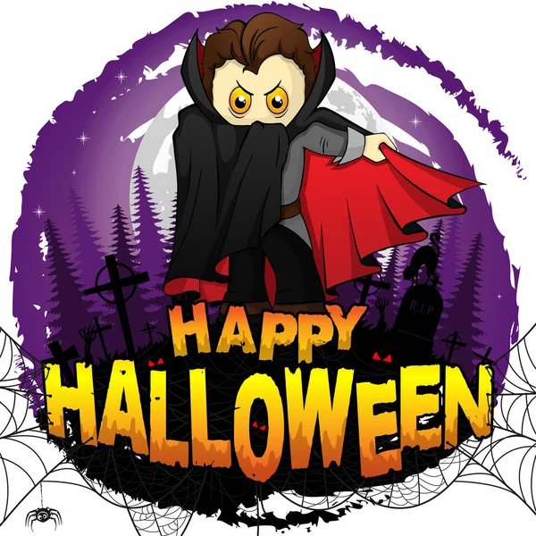 Modèle Happy Halloween Design Avec Graf Dracula Illustration Vectorielle — Image vectorielle
