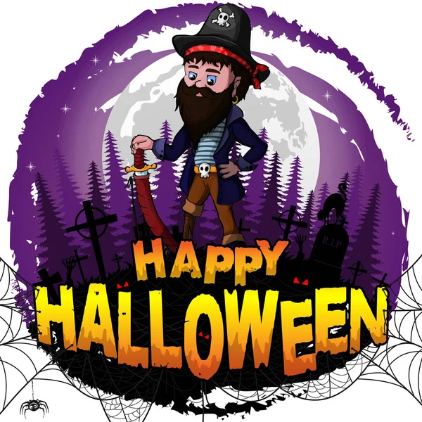 Happy Halloween Design Template Pirate Vector Illustration — Stock Vector