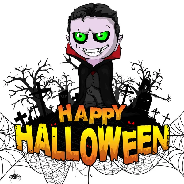 Modelo Design Halloween Feliz Com Drácula Fundo Isolado Branco Ilustração —  Vetores de Stock