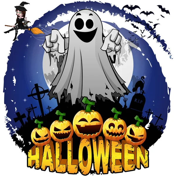 Modèle Halloween Design Avec Fantôme Illustration Vectorielle — Image vectorielle
