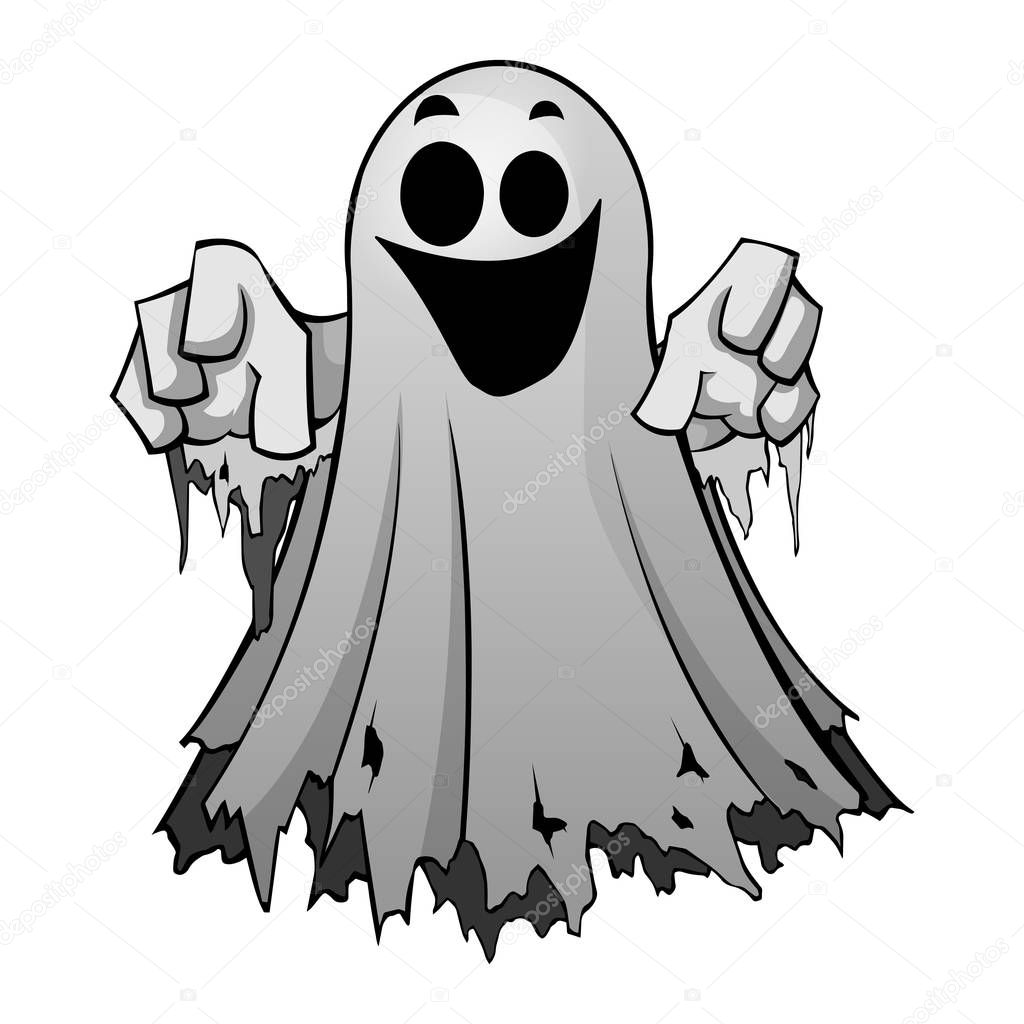 Vector illustration of a grinning ghost.